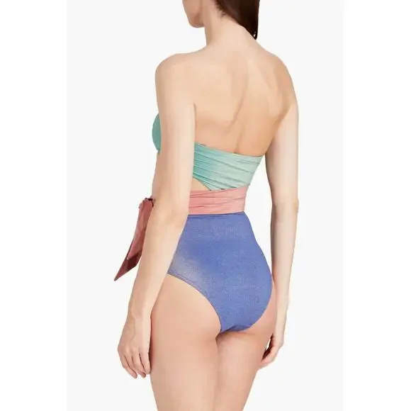 Zimmermann Lurex Cutout Bandeau One-Piece Swimsuit Size 4 NWT